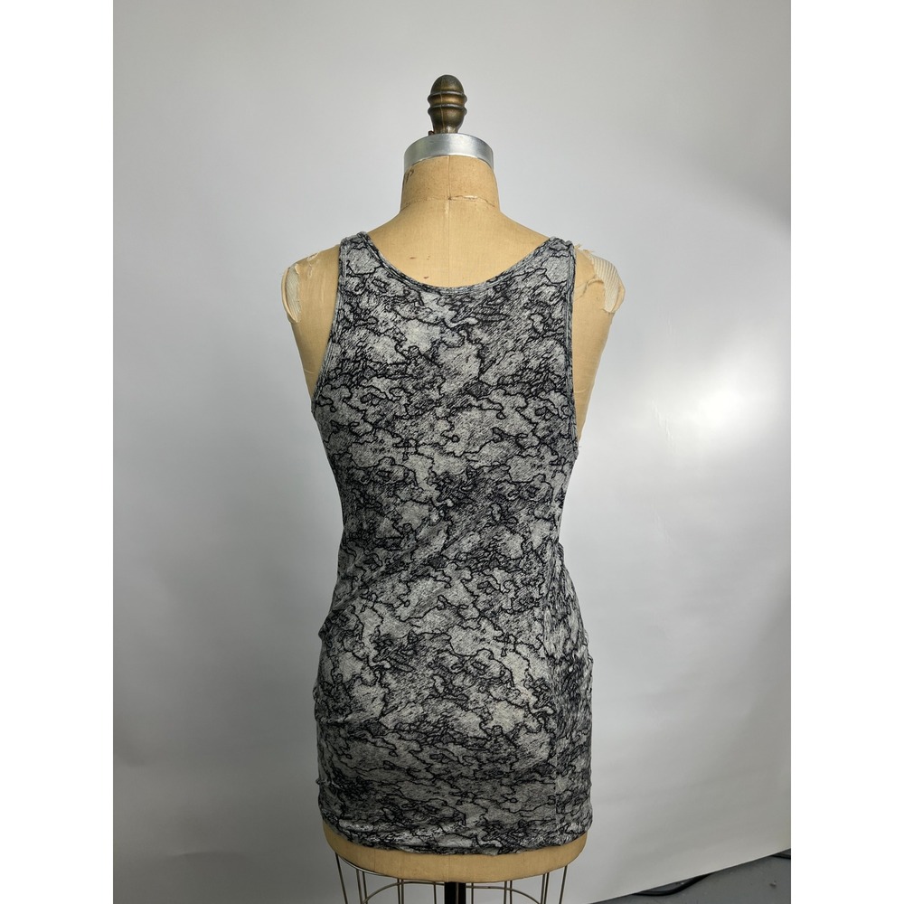 Under.ligne Doo.Ri Womens XS Grey Black Abstract Print Rayon Ruched Mini Dress - Picture 2 of 7